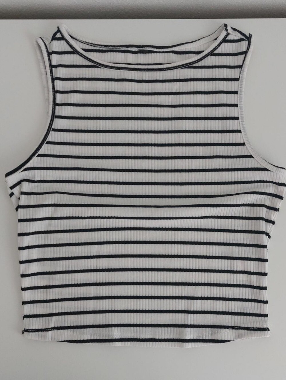 Striped Ribbed Tank Top - White/Black
